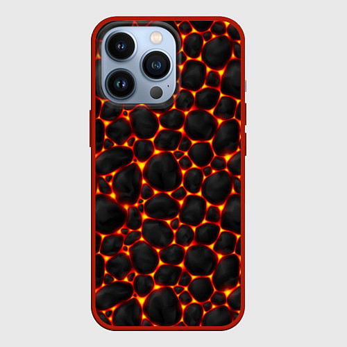 Чехол iPhone 13 Pro Огненные камни / 3D-Красный – фото 1