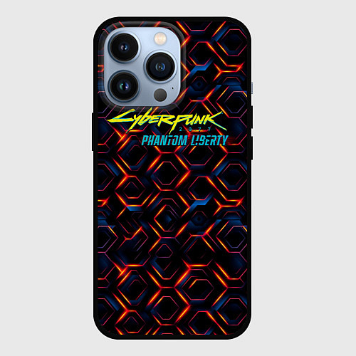 Чехол iPhone 13 Pro Cyberpunk 2077 phantom liberty dark abstract / 3D-Черный – фото 1