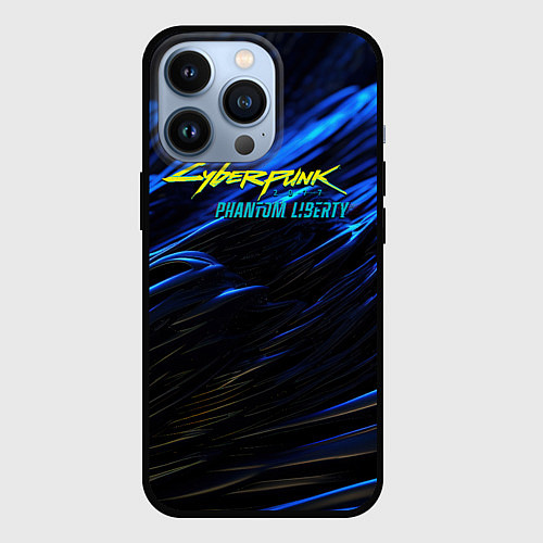 Чехол iPhone 13 Pro Black blue cyberpunk phantom liberty / 3D-Черный – фото 1