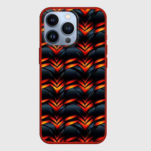 Чехол iPhone 13 Pro Orange abstract black / 3D-Красный – фото 1