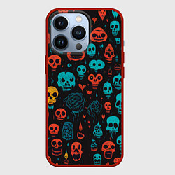 Чехол для iPhone 13 Pro Skull party, цвет: 3D-красный