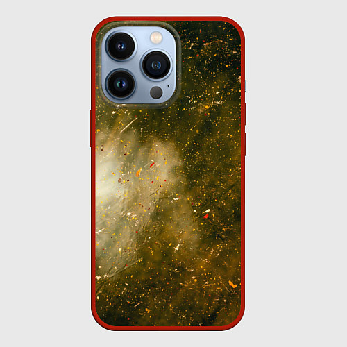 Чехол iPhone 13 Pro Золотистый туман и краски / 3D-Красный – фото 1