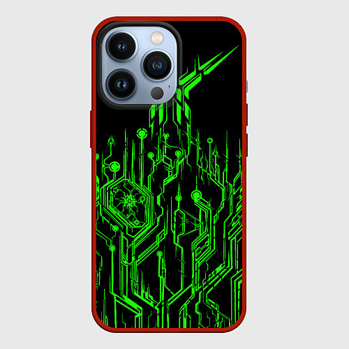 Чехол iPhone 13 Pro Кислотный Киберпанк-модерн / 3D-Красный – фото 1