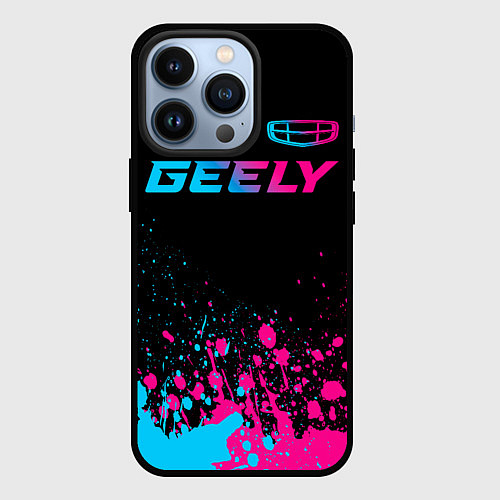 Чехол iPhone 13 Pro Geely - neon gradient: символ сверху / 3D-Черный – фото 1