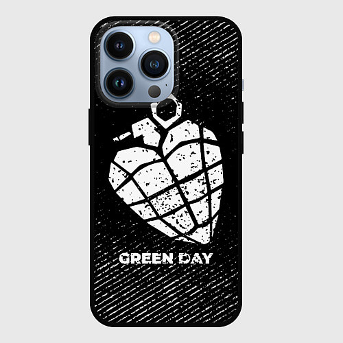 Чехол iPhone 13 Pro Green Day с потертостями на темном фоне / 3D-Черный – фото 1