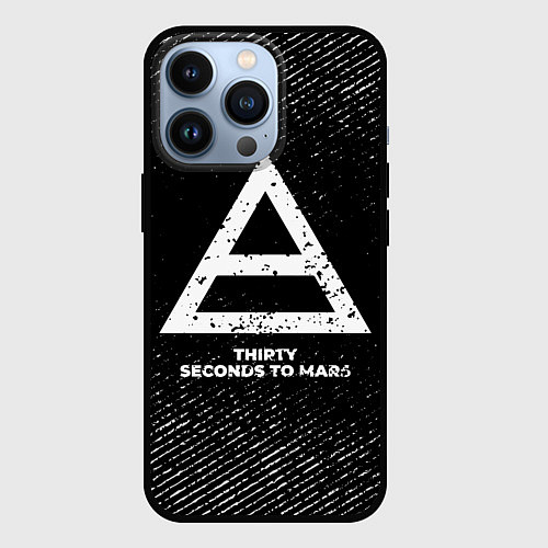 Чехол iPhone 13 Pro Thirty Seconds to Mars с потертостями на темном фо / 3D-Черный – фото 1