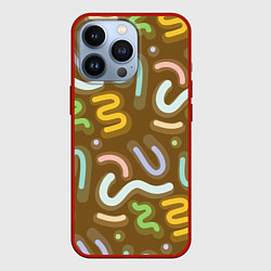 Чехол для iPhone 13 Pro Brown abstraction, цвет: 3D-красный