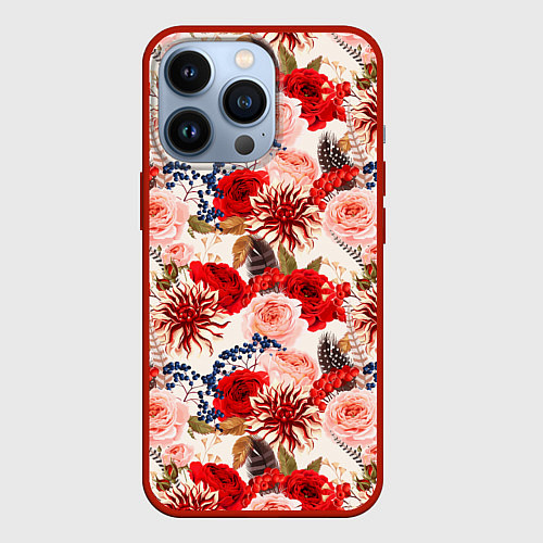 Чехол iPhone 13 Pro Цветочный букет Flower bouquet / 3D-Красный – фото 1