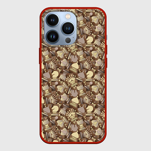 Чехол iPhone 13 Pro Шахматный Король - Chess / 3D-Красный – фото 1