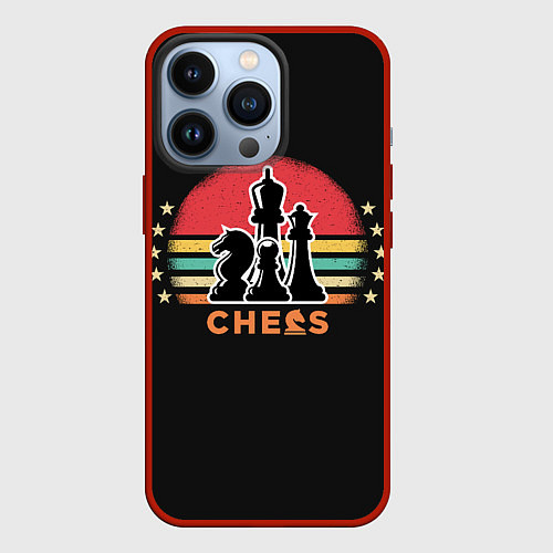 Чехол iPhone 13 Pro Шахматные фигуры chess / 3D-Красный – фото 1