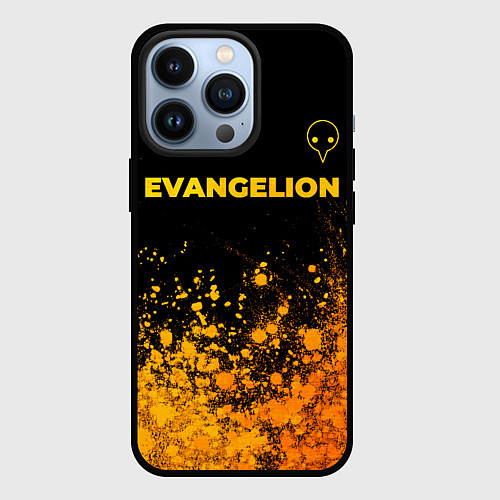 Чехол iPhone 13 Pro Evangelion - gold gradient: символ сверху / 3D-Черный – фото 1