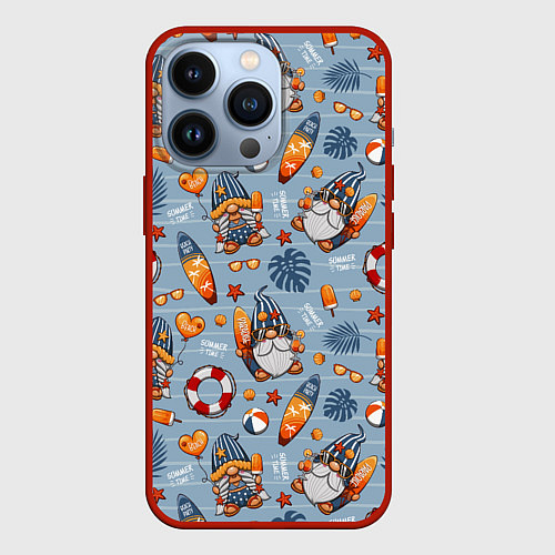 Чехол iPhone 13 Pro Пляжные гномы / 3D-Красный – фото 1