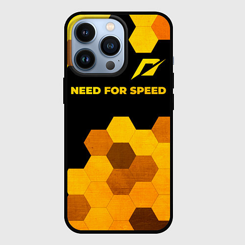 Чехол iPhone 13 Pro Need for Speed - gold gradient: символ сверху / 3D-Черный – фото 1