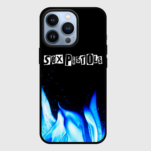 Чехол iPhone 13 Pro Sex Pistols blue fire / 3D-Черный – фото 1