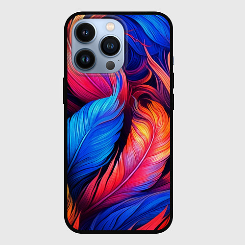 Чехол iPhone 13 Pro Экзотические перья / 3D-Черный – фото 1