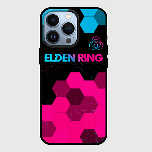 Чехол iPhone 13 Pro Elden Ring - neon gradient: символ сверху / 3D-Черный – фото 1