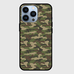 Чехол для iPhone 13 Pro Камуфляж лесной зелёный, цвет: 3D-черный