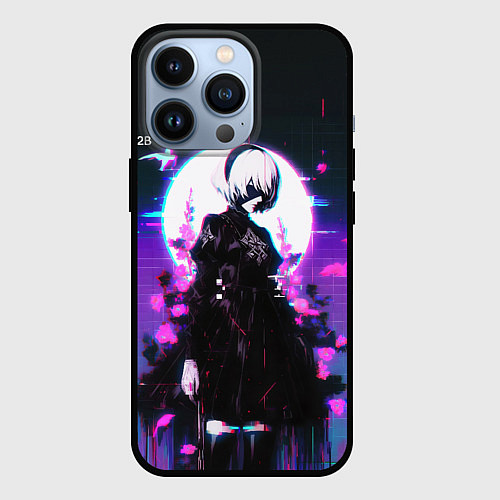 Чехол iPhone 13 Pro Nier automata 2b neon / 3D-Черный – фото 1