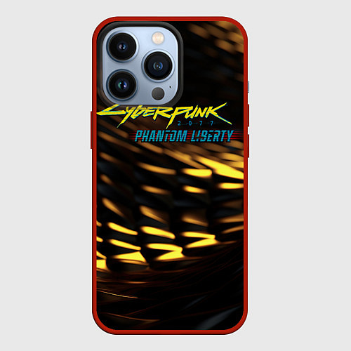 Чехол iPhone 13 Pro Cyberpunk 2077 phantom liberty black gold / 3D-Красный – фото 1