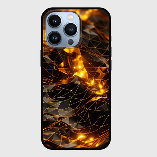 Чехол iPhone 13 Pro Золотистая текстура / 3D-Черный – фото 1