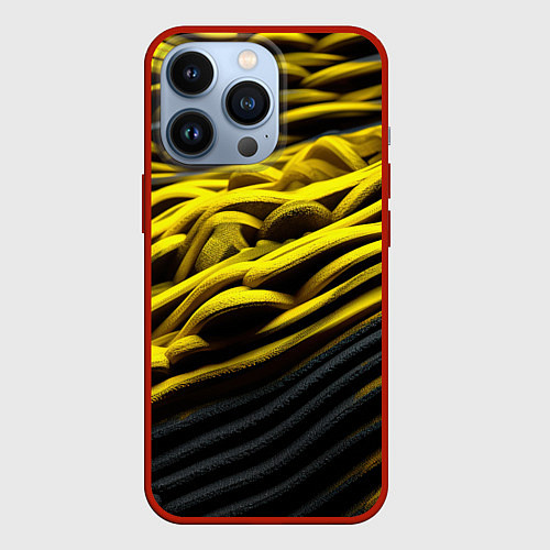 Чехол iPhone 13 Pro Золотые волны / 3D-Красный – фото 1