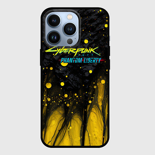 Чехол iPhone 13 Pro Cyberpunk 2077 phantom liberty black gold / 3D-Черный – фото 1