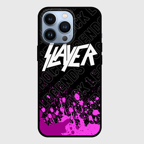 Чехол iPhone 13 Pro Slayer rock legends: символ сверху / 3D-Черный – фото 1