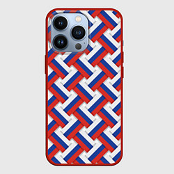 Чехол для iPhone 13 Pro Россия - плетёнка, цвет: 3D-красный