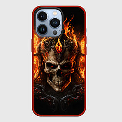 Чехол для iPhone 13 Pro Лучший огненный череп, цвет: 3D-красный
