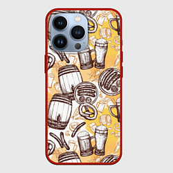 Чехол для iPhone 13 Pro Пивное настроение, цвет: 3D-красный