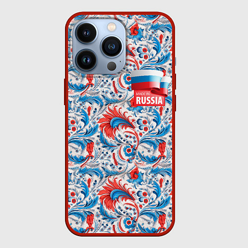 Чехол iPhone 13 Pro Russia pattern / 3D-Красный – фото 1