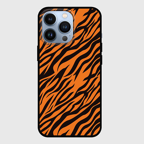 Чехол iPhone 13 Pro Полоски тигра - tiger / 3D-Черный – фото 1