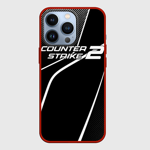 Чехол iPhone 13 Pro Counter strike 2 - white line / 3D-Красный – фото 1