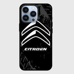 Чехол для iPhone 13 Pro Citroen speed на темном фоне со следами шин, цвет: 3D-черный