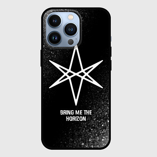 Чехол iPhone 13 Pro Bring Me the Horizon glitch на темном фоне / 3D-Черный – фото 1