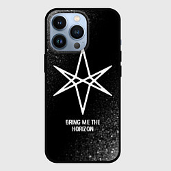 Чехол для iPhone 13 Pro Bring Me the Horizon glitch на темном фоне, цвет: 3D-черный