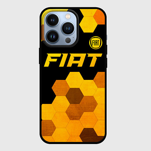 Чехол iPhone 13 Pro Fiat - gold gradient: символ сверху / 3D-Черный – фото 1