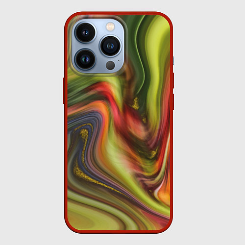 Чехол iPhone 13 Pro Abstraction waves / 3D-Красный – фото 1