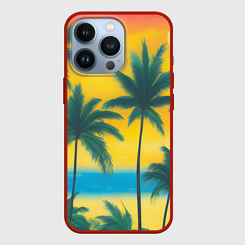 Чехол iPhone 13 Pro Закат на отдыхе / 3D-Красный – фото 1
