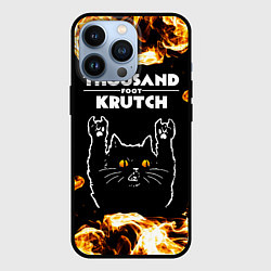 Чехол для iPhone 13 Pro Thousand Foot Krutch рок кот и огонь, цвет: 3D-черный