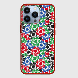 Чехол для iPhone 13 Pro Фишки, Ставки, Покер, цвет: 3D-красный