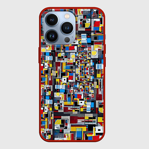 Чехол iPhone 13 Pro Живопись в стиле Мондриан / 3D-Красный – фото 1