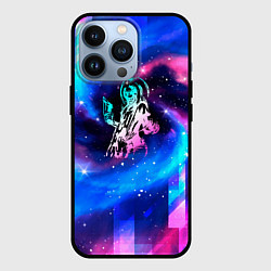 Чехол для iPhone 13 Pro Iron Maiden неоновый космос, цвет: 3D-черный