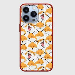 Чехол для iPhone 13 Pro Хитрые лисы, цвет: 3D-красный