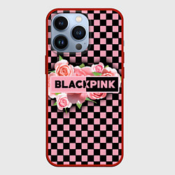 Чехол для iPhone 13 Pro Blackpink logo roses, цвет: 3D-красный
