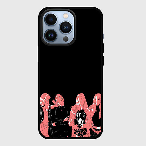 Чехол iPhone 13 Pro Black pink на черном / 3D-Черный – фото 1