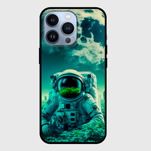 Чехол iPhone 13 Pro Астронавт на зеленой планете / 3D-Черный – фото 1