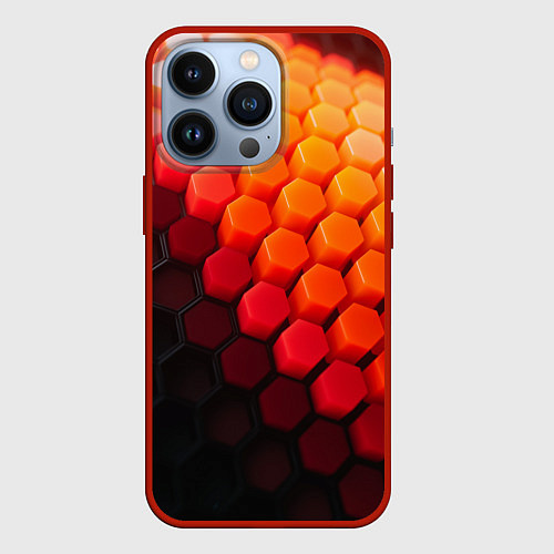 Чехол iPhone 13 Pro Hexagon orange / 3D-Красный – фото 1