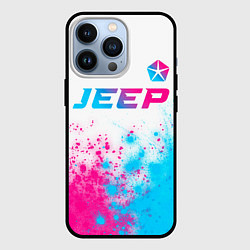 Чехол iPhone 13 Pro Jeep neon gradient style: символ сверху