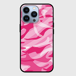 Чехол для iPhone 13 Pro Камуфляж в розовом, цвет: 3D-черный